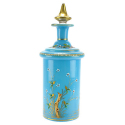 Antique Blue Opaline Hand-Painted Perfume Bottle