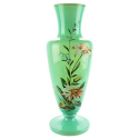 Bristol Glass Blown Vases, Pair 19th-C. Enameled