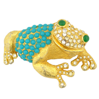 Vintage Cadoro Jeweled Frog Brooch