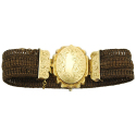 Victorian 14K Gold Hairwork Locket Bracelet
