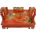 Antique Chinese Carved Red Lacquer Chair