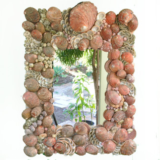 “Red Is Green” Gorgeous Abalone Sea Shell Framed Mirror